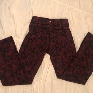 Lululemon black and dark red floral pant